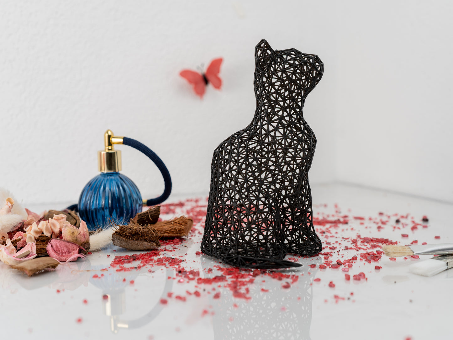 Einzigartige sitzende Katzenfigur