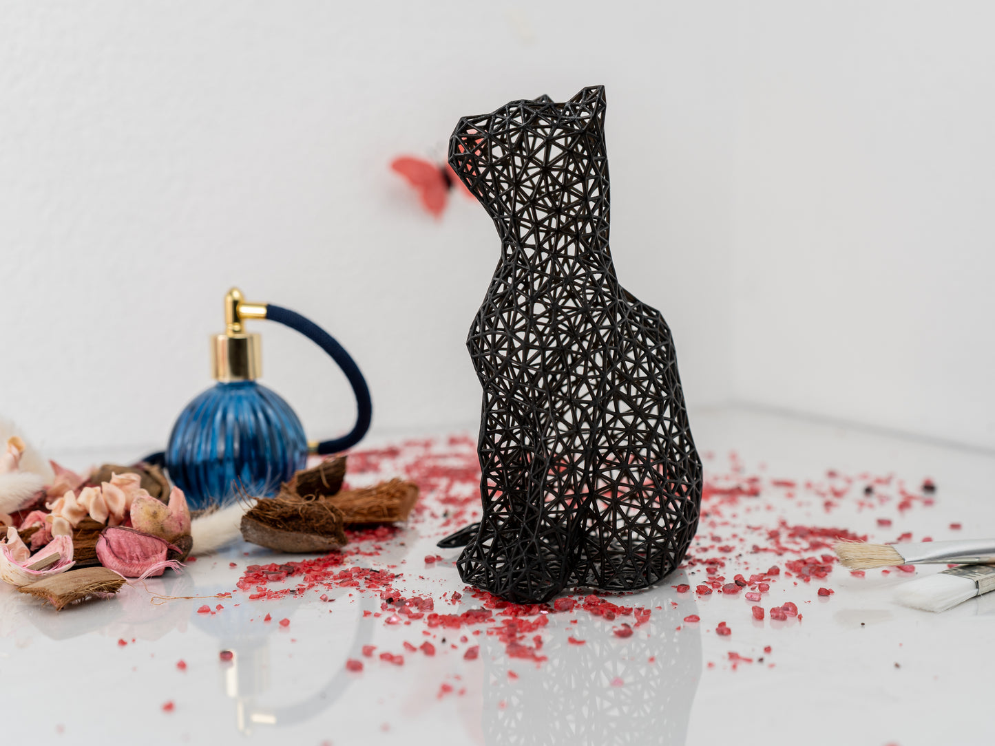 Einzigartige sitzende Katzenfigur