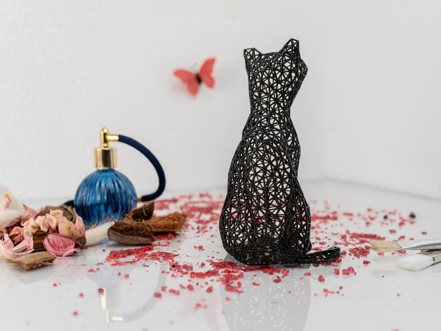 Einzigartige sitzende Katzenfigur