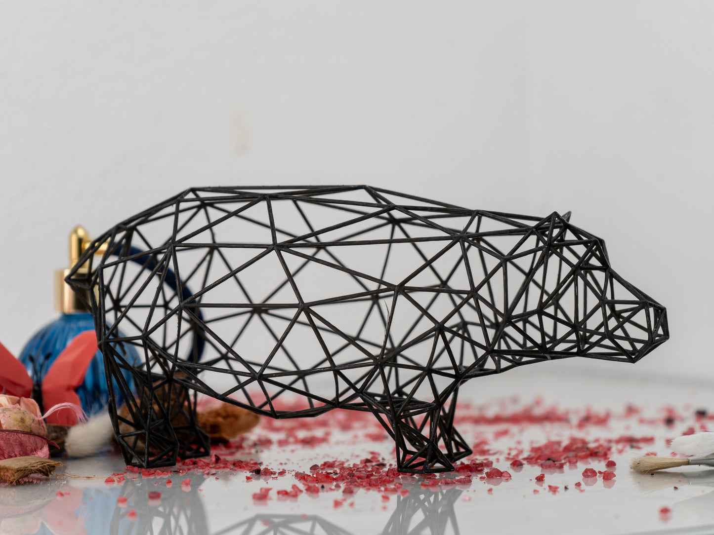 Line Art 3D Nilpferd Dekor Skulptur