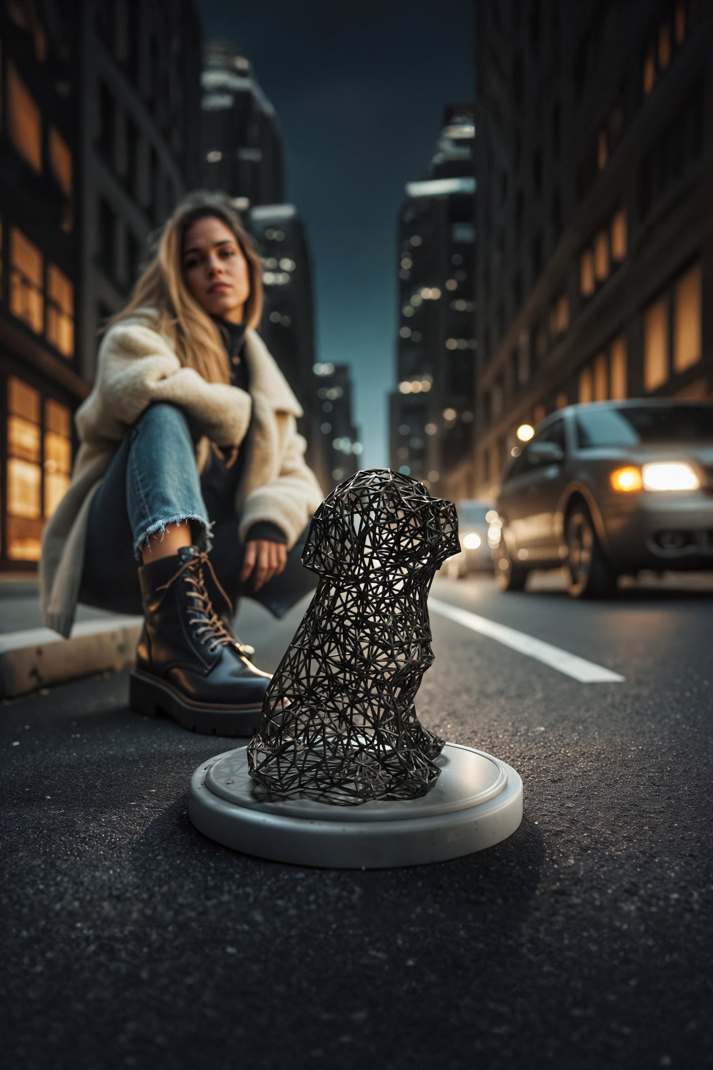 Charmante Welpenskulptur
