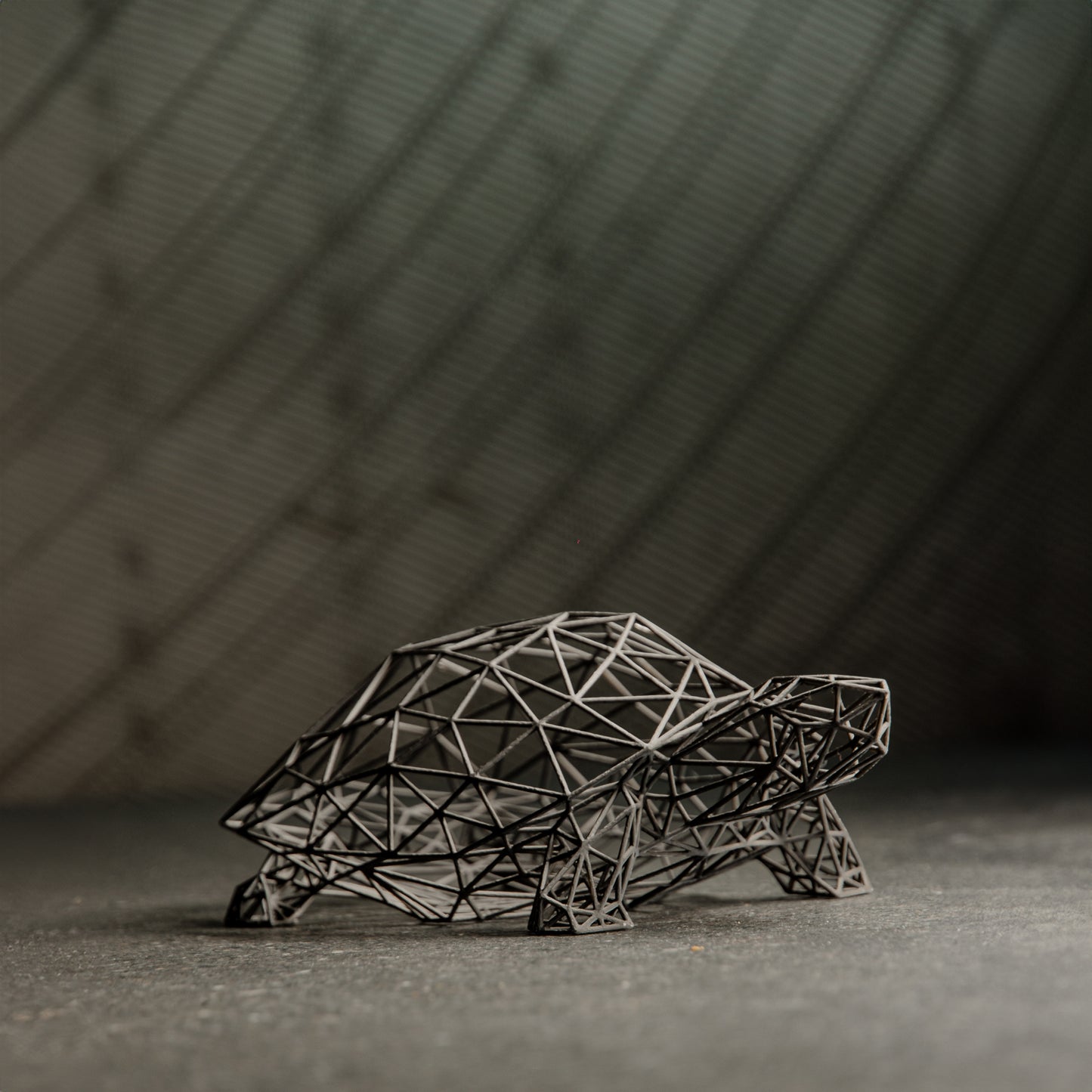 Schildkrötenskulptur im Drahtgitter