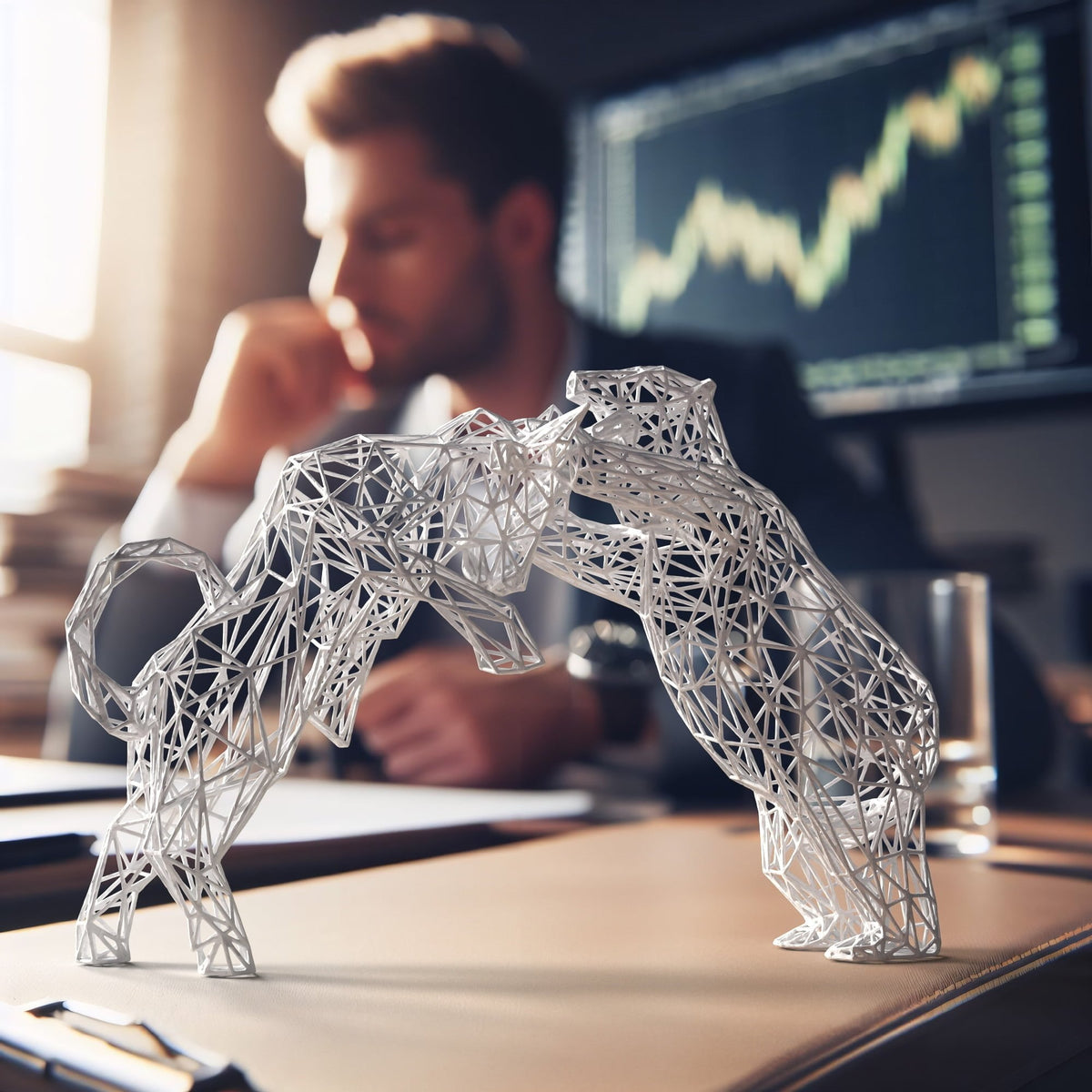 Schwarze Bull-and-Bear-Skulptur