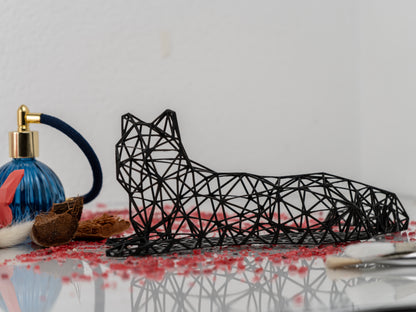 Elegante liegende Katzen-Dekor-Skulptur 