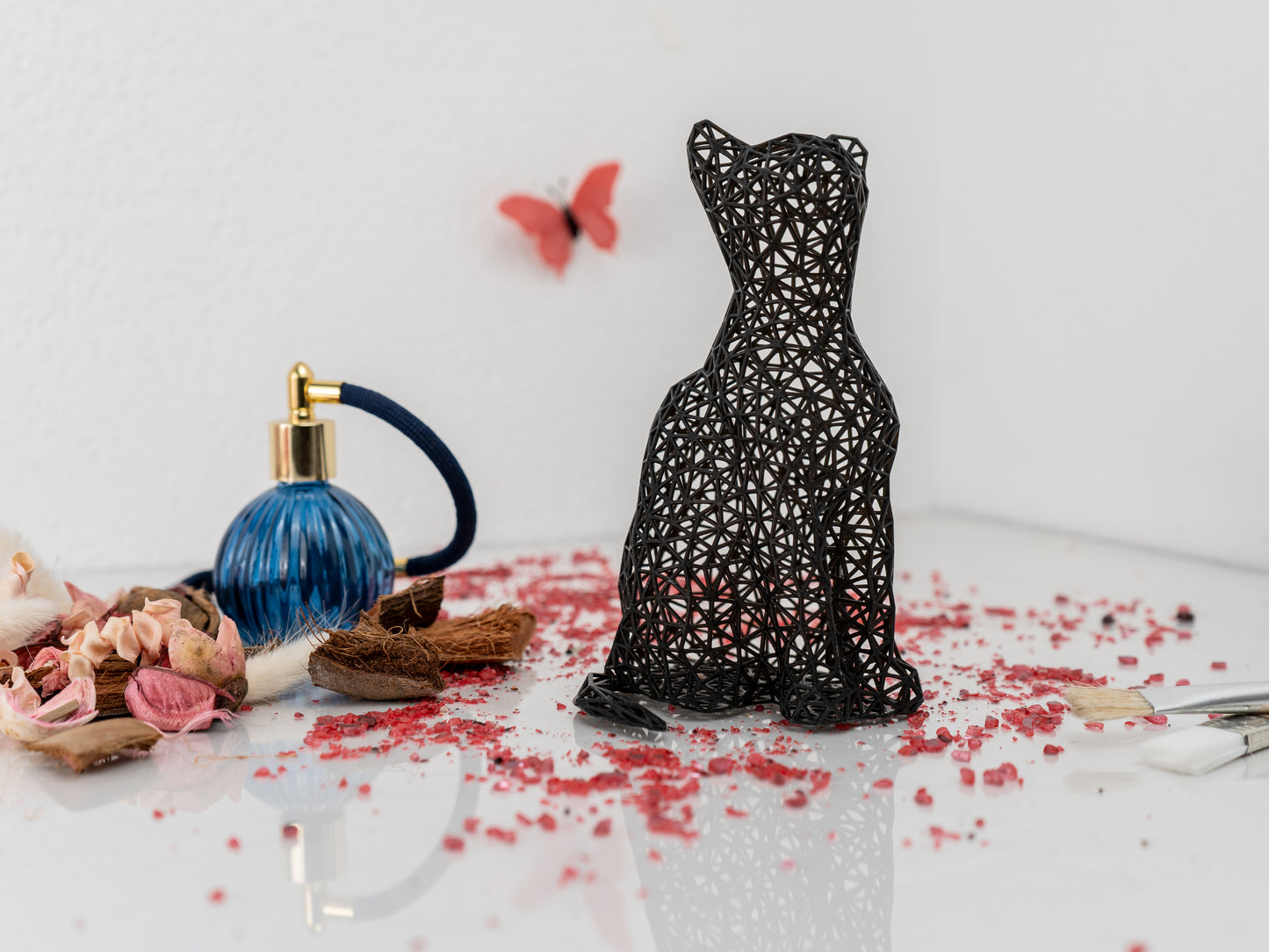 Einzigartige sitzende Katzenfigur