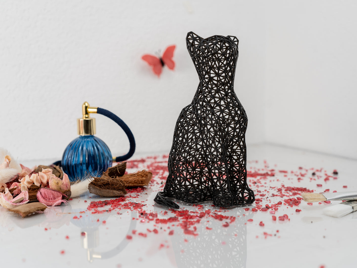 Einzigartige sitzende Katzenfigur