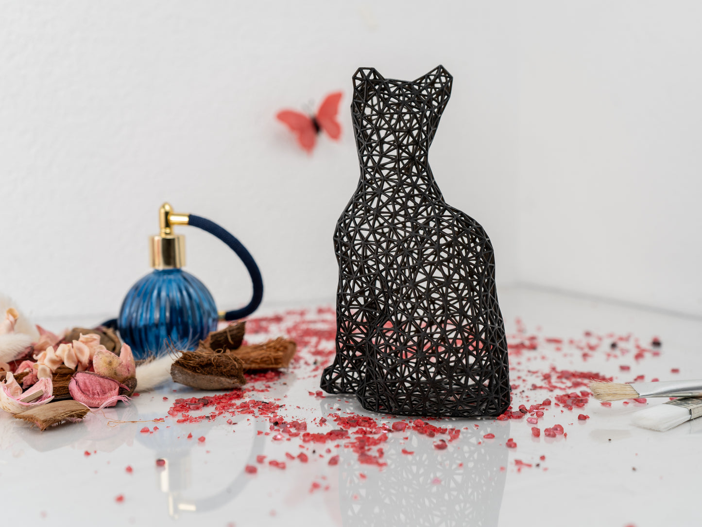 Einzigartige sitzende Katzenfigur