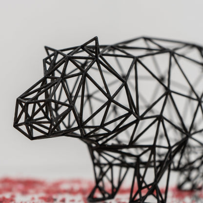 Line Art 3D Hippo Decor Sculpture