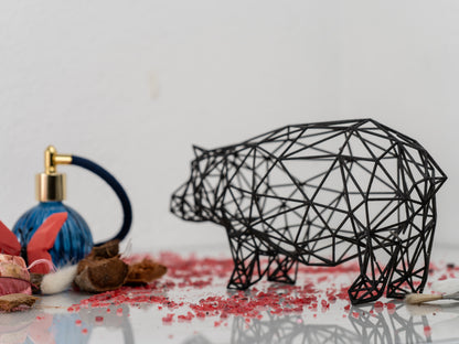 Line Art 3D Hippo Decor Sculpture