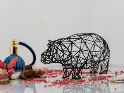 Line Art 3D Hippo Decor Sculpture