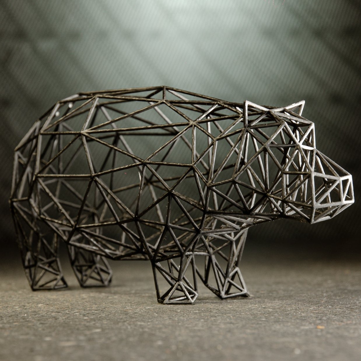Line Art 3D Nilpferd Dekor Skulptur 