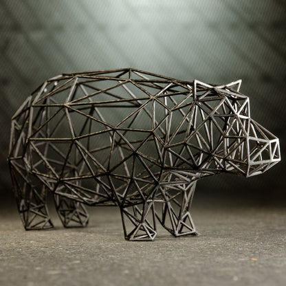 Line Art 3D Hippo Decor Sculpture