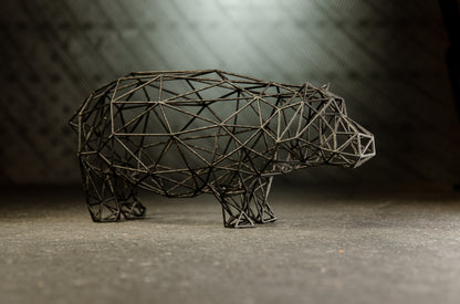 Line Art 3D Hippo Decor Sculpture