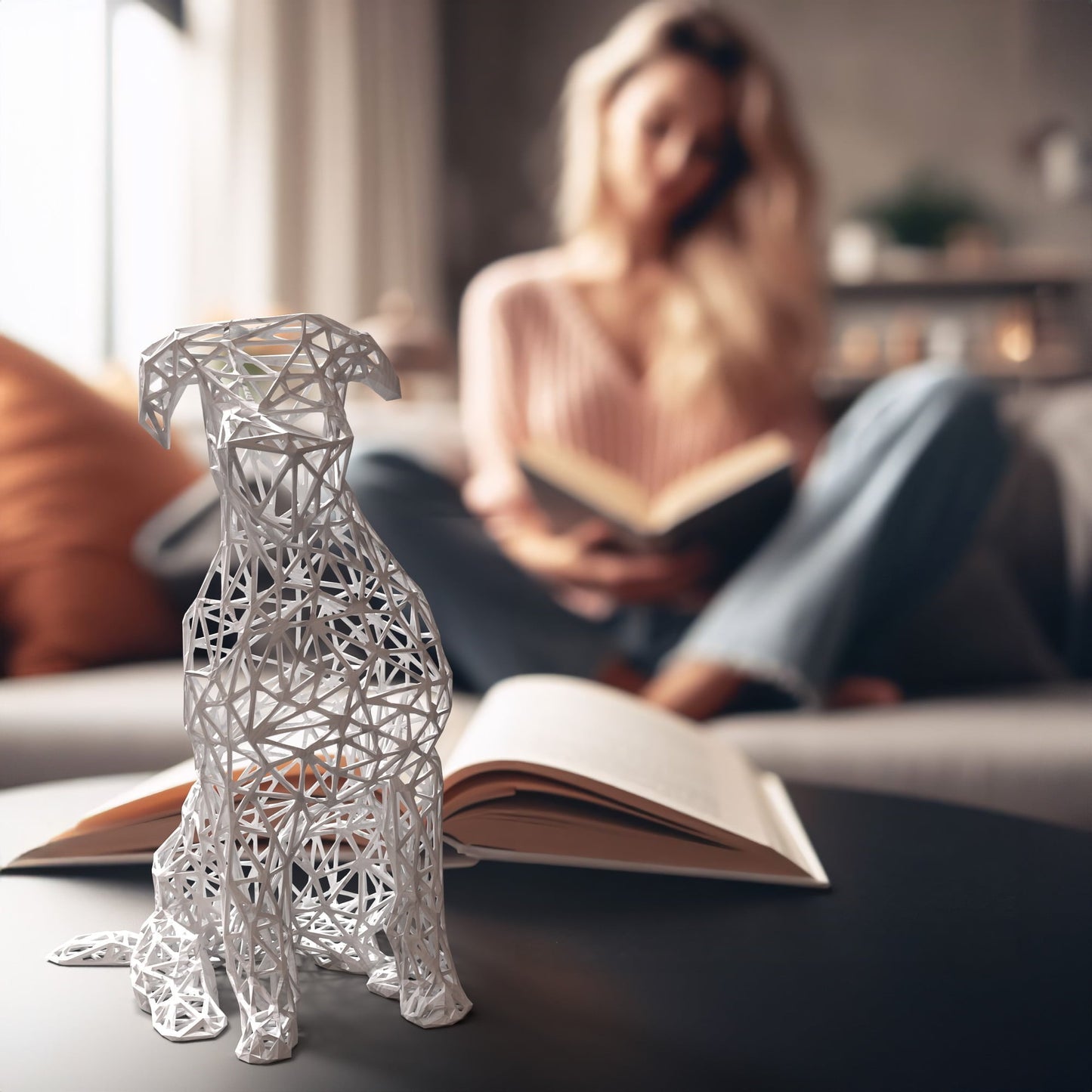 Geometrische Pitbull-Skulptur 
