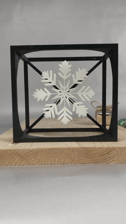 Snowflake Cube –  Minimalist Cube Design for Winter-Inspired Home Decor