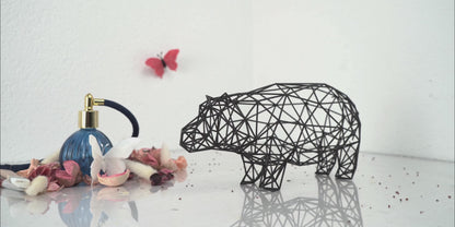 Line Art 3D Hippo Decor Sculpture
